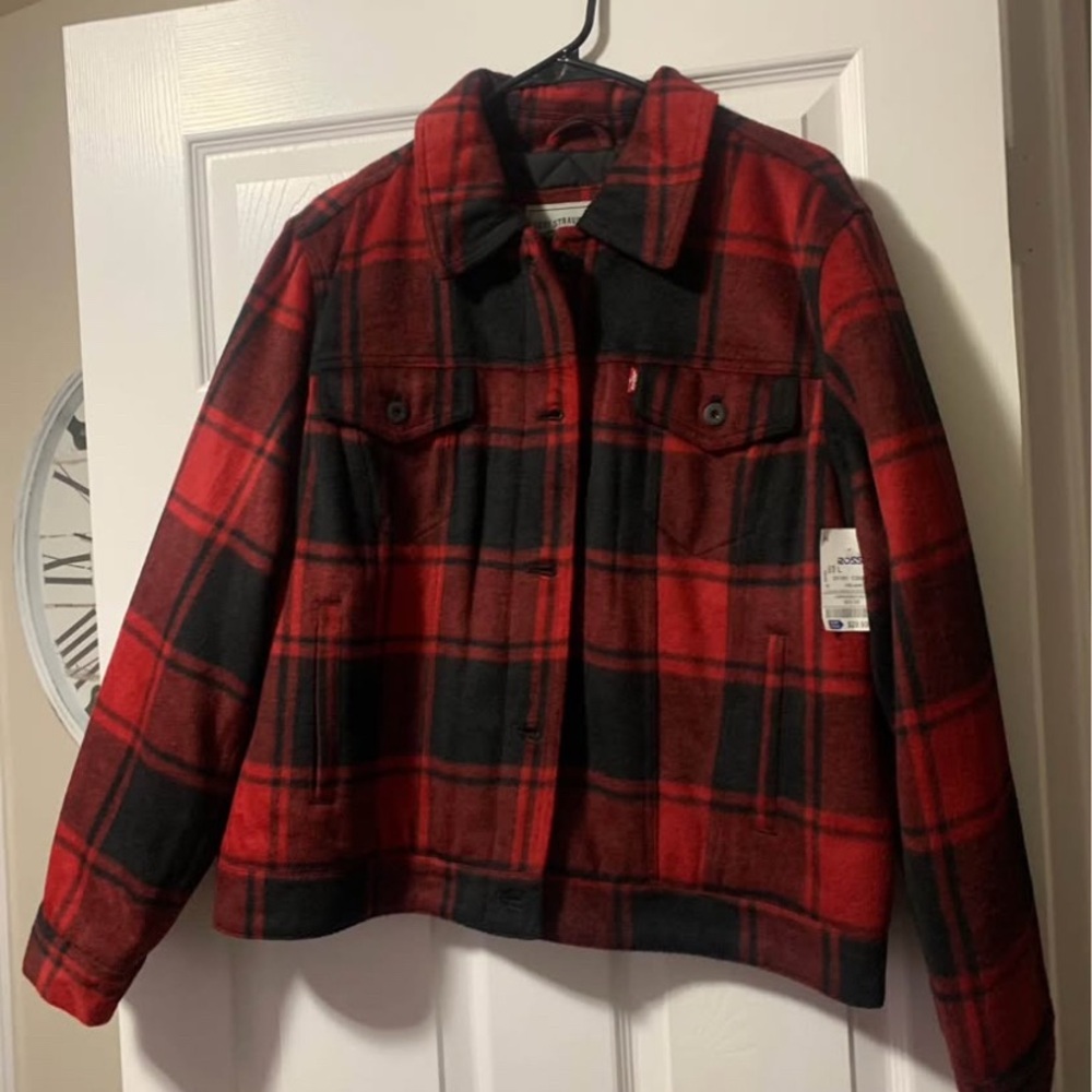 Levi's Womens Red and Black Plaid Jacket